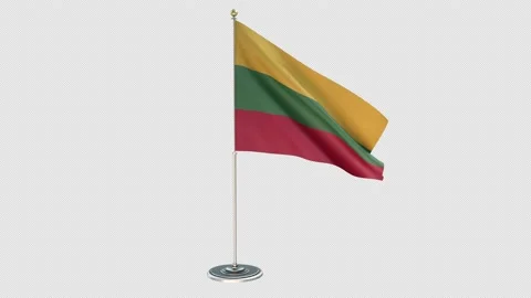 Lithuania Small Flag Pole Loops With Alpha 스톡 동영상 162500312