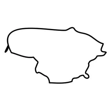Lithuania - solid black outline border map of country area. Simple flat vector Stock Illustration
