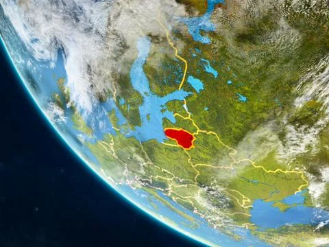 Lithuania from space on Earth Stock Illustration