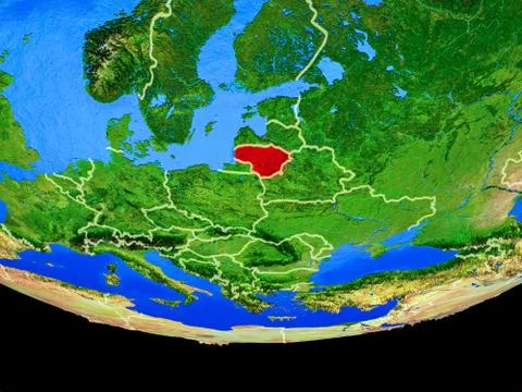 Lithuania from space on Earth Stock Illustration