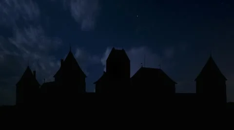 Lithuania Trakai castle night storm Stock Footage 10593171