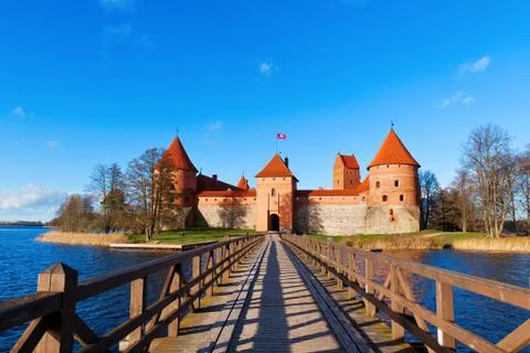 Lithuania, trakai: front view to the castle Stock Photos