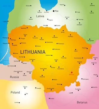 Lithuania vector detailed color map of Lithuania country Copyright: xZoona... Stock Photos