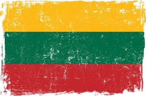 Lithuania Vector Flag on White Stock Illustration