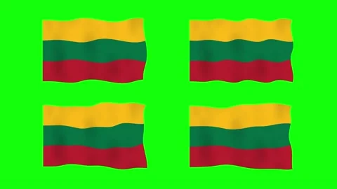 Lithuania Waving Flag 2D Animation on Green Screen Background. Looping seam.. Stock Footage 235920356