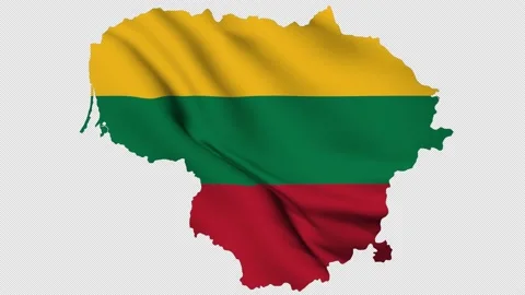 Lithuania waving flag map with alpha channel and seamless loop Stock Footage 171546578