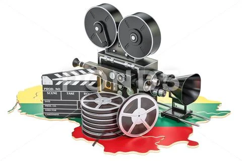 Lithuanian cinematography, film industry concept. 3D rendering Stock Illustration