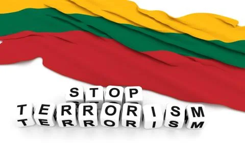 Lithuanian flag and write stop terrorism. Stock Photos