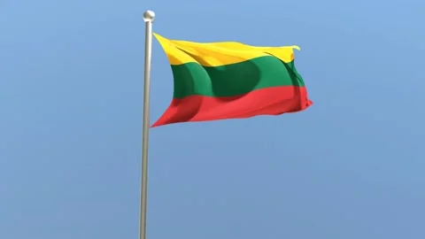 Lithuanian flag on flagpole. Lithuania flag fluttering in the wind Stock Footage 168476789