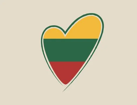 Lithuanian flag heart vector illustration showing love and pride for the co.. Stockillustratie
