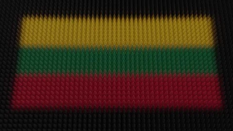 Lithuanian Flag Light Shining on Scrolling Bullets Stock Footage 295821052