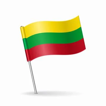 Lithuanian flag map pointer layout. Vector illustration. Illustrazione stock