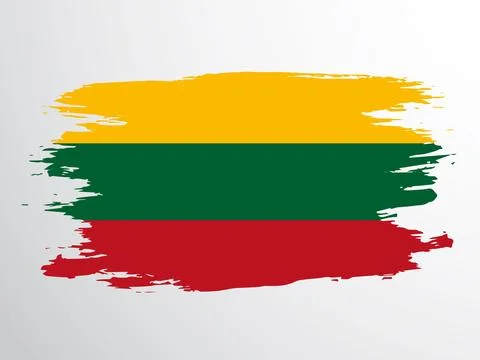 Lithuanian flag painted with a brush. Stock Illustration