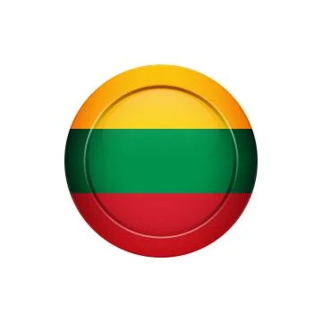 Lithuanian flag on the round button, vector illustration Stock Illustration