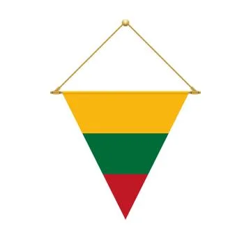 Lithuanian triangle flag hanging, vector illustration Stock Illustration