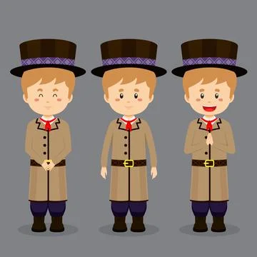 Lithuanians Character with Various Expression Stock Illustration