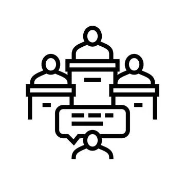 Litigation law procedure line icon vector illustration Illustrazione stock