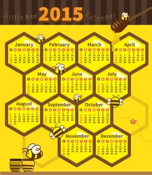 Litle bee calendar 2015 Stock Illustration