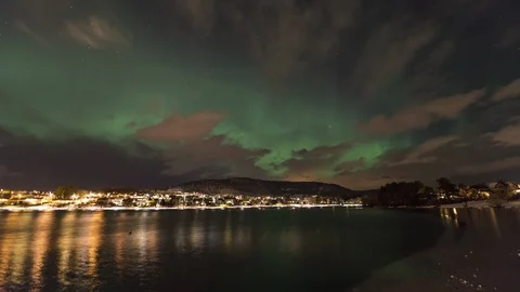 Litlevatnet with Aurora Berealis Stock Footage 87780684