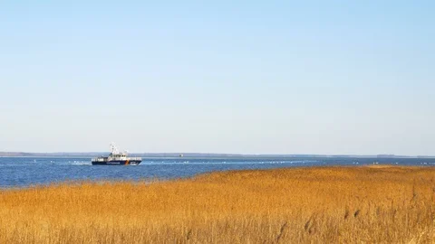 Litlle ship passing by Stock Footage 127173943