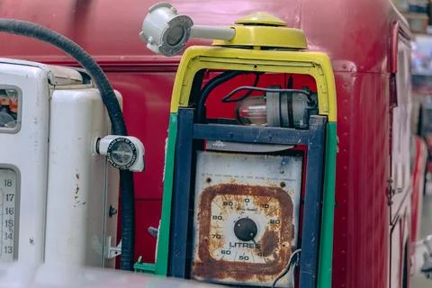 Litres Hands Zero Old Fuel Dispenser Stock Photos