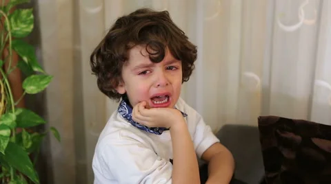Litte boy unhappy and crying Stock Footage 44340906