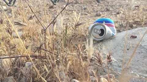 Litter and garbage in the desert Stock Footage 134906736