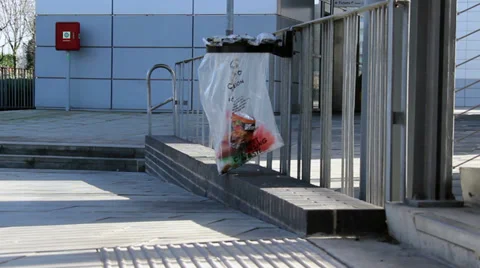 Litter bin outside underground station Stock Footage 35888922