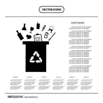 Litter bin types of  household waste Illustrazione stock