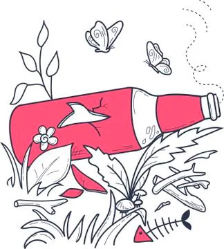 Litter, empty bottles concept Stock Illustration