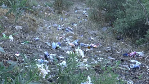 Litter On A hillside Stock Footage 95841786