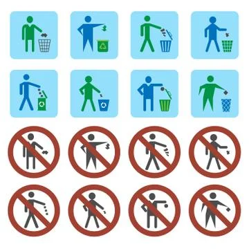 Litter icons set Stock Illustration