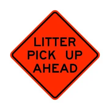 Litter pick up ahead warning road sign i Stock Illustration