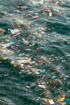 Litter at sea, environmental pollution Stock Photos