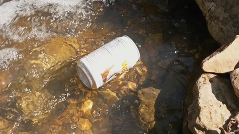 Litter Trash in River Stock Footage