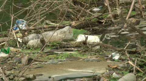 Litter in Water Stock Footage 478223