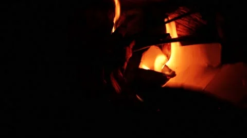 Litting up a fire Stock Footage 142466694