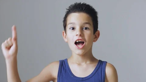 A little adobrable smart boy gets an idea Video stock 111971907