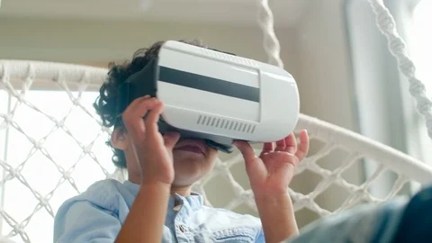 Little African Boy Using VR Goggles Stock Footage 101041814