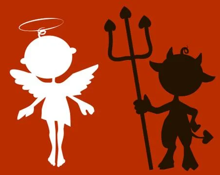 Little angel and devil Stock Illustration