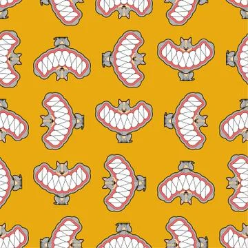 Little angry dog pattern seamless. small Pet Teeth grin background. vector te Stock Illustration