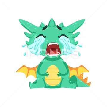 Little Anime Style Baby Dragon Crying Out Loud With Streams Of Tears Cartoon Stock Illustration