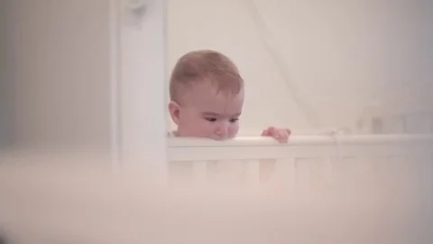 Little baby in bed Stock Footage