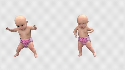 Little baby dancing - 3d render looped with alpha channel. Stock Footage 167490240