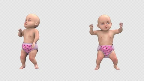 Little baby dancing - 3d render looped with alpha channel. Stock Footage 167491283