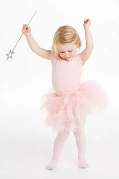 Little Ballerina Holding Wand Stock Photos