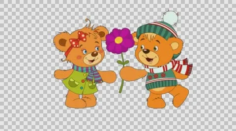Little bears with flower Stock Footage 59793558