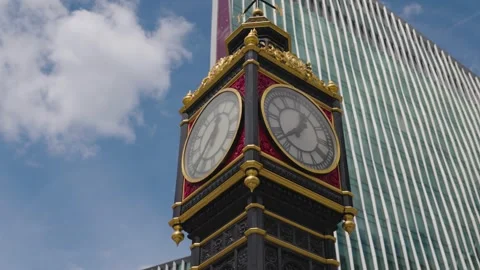 Little Ben Clock Tower Parallax Movement London Stock Footage 314182233