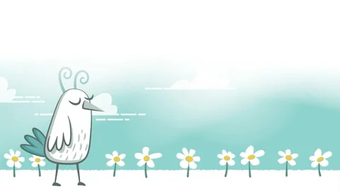 Little bird in a field of daisies in spring Stock Footage 329667979