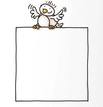 Little bird over a sign to write, Stock Illustration